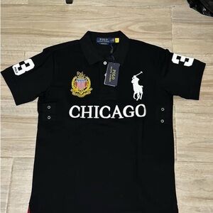 Ralph Lauren Black Polo Shirt with White Accents